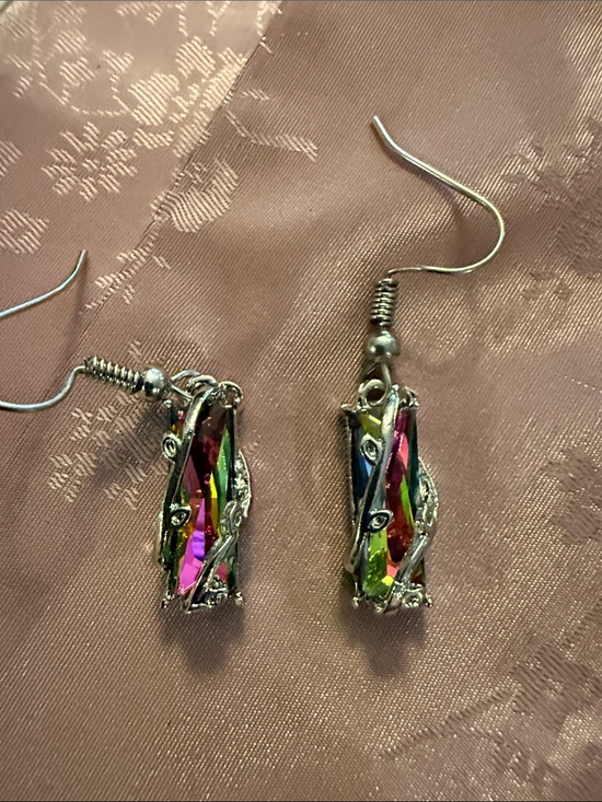 Jewelry - Multicolor Crystal Drop Earrings - Silver Tone Women Jewelry